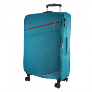 Pierre Cardin 76cm LARGE Soft Shell Suitcase Turquoise | 372150-ELM