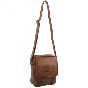 Pierre Cardin Canvas Cross Body Bag Brown | 019874-KMQ