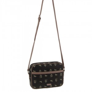 Pierre Cardin Canvas Leather Trim Square Cross-body Bag Black | 037841-GZF