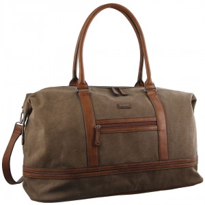 Pierre Cardin Canvas Overnight Bag Brown | 926745-EOX