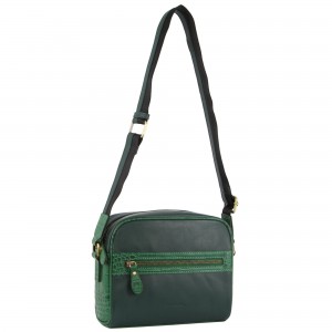 Pierre Cardin Croc-Embossed Leather Cross-Body Bag Green | 706132-LRK