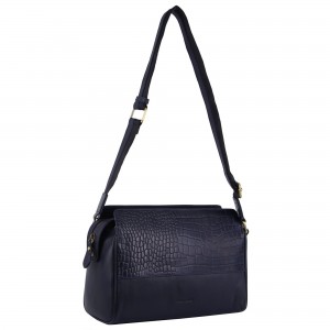 Pierre Cardin Croc-Embossed Leather Cross-Body Bag Navy | 568714-UKF