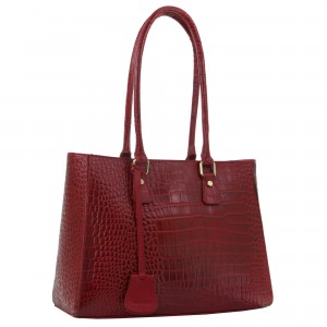 Pierre Cardin Croc-Embossed Leather Shoulder Bag Red | 506941-VJR