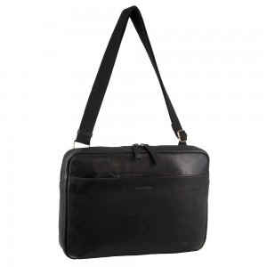 Pierre Cardin Italian Leather Business Computer Bag Black | 312580-BFQ