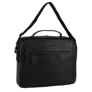 Pierre Cardin Italian Leather Computer Bag Black | 930178-GZC