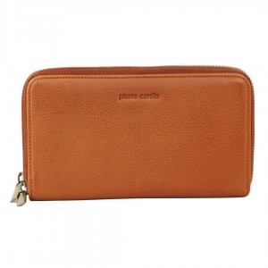 Pierre Cardin Italian Leather Double Zip Wallet Brown | 463792-GUC