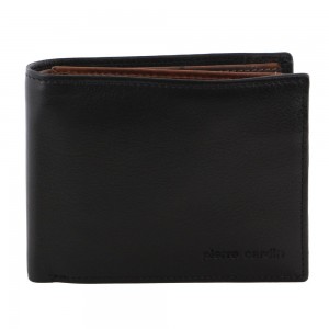 Pierre Cardin Italian Leather Two Tone Tri-Fold Wallet Black / Brown | 875143-LUX