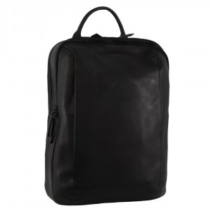 Pierre Cardin Leather Business Laptop Backpack Black | 518946-DLN