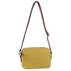 Pierre Cardin Leather Classic Square Crossbody Bag Yellow | 672150-TZE