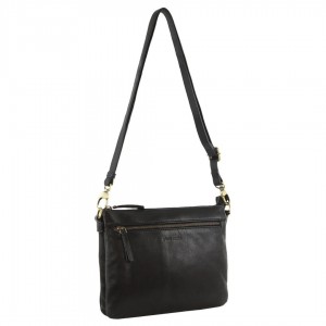 Pierre Cardin Leather Crosbody Bag Black | 413059-CJD