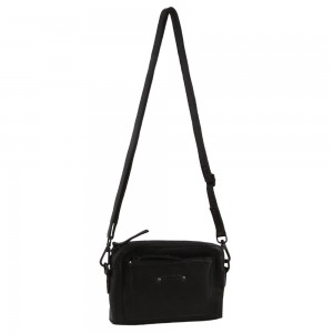 Pierre Cardin Leather Cross-Body Bag Black | 795263-RDU