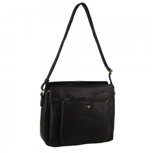 Pierre Cardin Leather Cross-Body Bag Black | 817209-CUQ