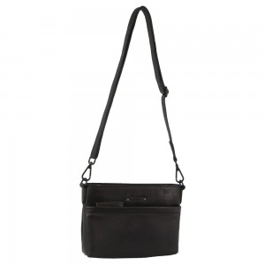 Pierre Cardin Leather Cross-Body Bag Black | 215078-NIE