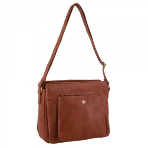 Pierre Cardin Leather Cross-Body Bag Brown | 602189-FQK