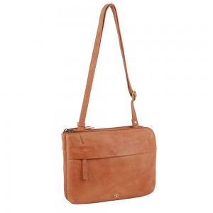 Pierre Cardin Leather Crossbody Bag Apricot | 761435-CLS