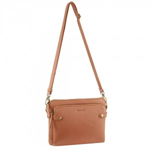 Pierre Cardin Leather Crossbody Bag Apricot | 894026-UBH