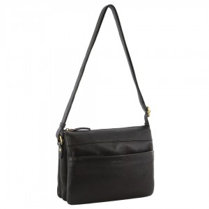 Pierre Cardin Leather Crossbody Bag Black | 940851-XVH