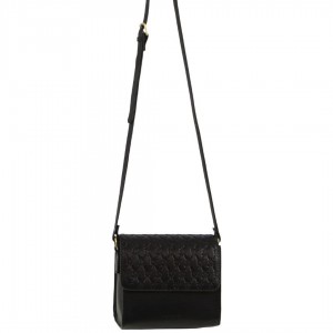 Pierre Cardin Leather Diamond Embossed Cross-Body Bag Black | 598123-RXG