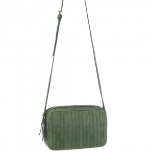 Pierre Cardin Leather Double Zip Bag Green | 547309-VOL