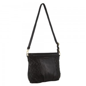 Pierre Cardin Leather Embossed Crossbody Bag Black | 842613-IMC