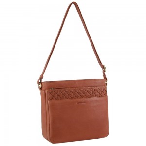 Pierre Cardin Leather Embossed Crossbody Bag Brown | 513896-SKT