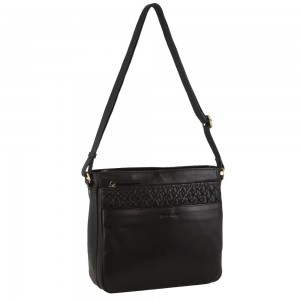 Pierre Cardin Leather Embossed Crossbody Bag Black | 612308-TVK