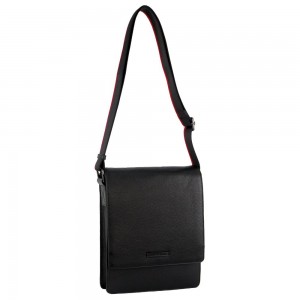 Pierre Cardin Leather Flap-over Cross-Body Bag Black | 130245-TBQ