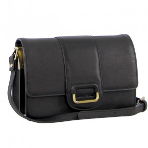 Pierre Cardin Leather Flapover Cross-Body Clutch Black | 543781-HWM