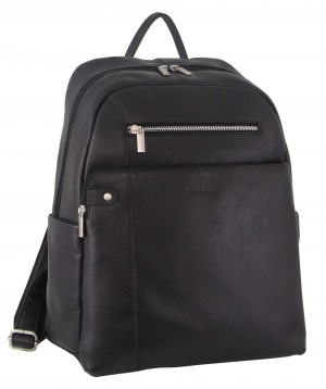 Pierre Cardin Leather Laptop Business Backpack Black | 065917-IQE