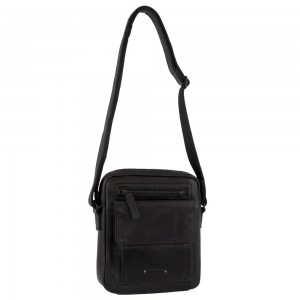 Pierre Cardin Leather Multi-Compartment Cross-Body Bag Black | 456701-SZK