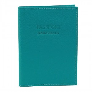 Pierre Cardin Leather Passport Wallet Cover Turquoise | 198276-TZH