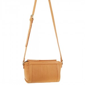 Pierre Cardin Leather Pleated Design Crossbody Bag Apricot | 946023-RMI