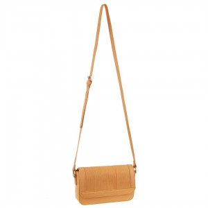 Pierre Cardin Leather Pleated Design Crossbody Bag Apricot | 206391-NIS