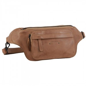 Pierre Cardin Leather Rustic Belt Bag Light Brown | 679152-EHX