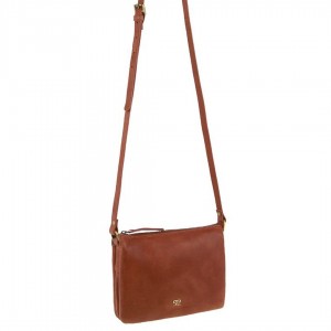 Pierre Cardin Leather Sleek Crossbody Bag Brown | 743618-MUK