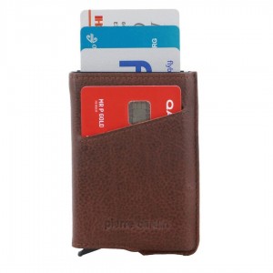 Pierre Cardin Leather Smart Slide Card Holder Tab Wallet Brown | 790582-TYR