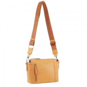 Pierre Cardin Leather Square Crossbody Bag Apricot | 409563-QAV