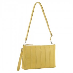 Pierre Cardin Leather Stitch-design Cross-body Bag Yellow | 392875-ROU