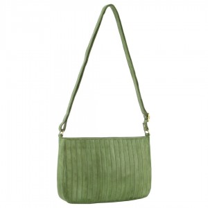 Pierre Cardin Leather Stitch-design Cross-body Bag Green | 064817-TGZ