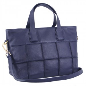 Pierre Cardin Leather Stitch-design Handbag Navy | 468972-AKH