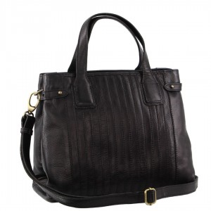 Pierre Cardin Leather Stitch-design Tote Bag Black | 413279-VPH