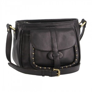 Pierre Cardin Leather Stud Detail Cross-body Bag Black | 650487-OYL