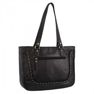 Pierre Cardin Leather Stud Detail Tote Bag Black | 871042-GSA