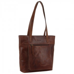 Pierre Cardin Leather Tote Bag Brown | 317284-SIE