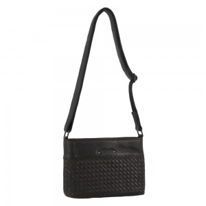 Pierre Cardin Leather Woven Embossed Cross-Body Bag Black | 842631-XOH