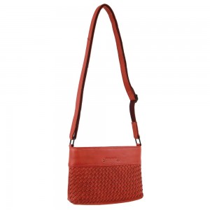 Pierre Cardin Leather Woven Embossed Cross-Body Bag Orange | 315249-SQT