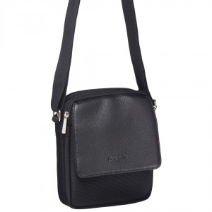 Pierre Cardin Nylon with Leather Trim Travel Bag Black | 531906-QAP