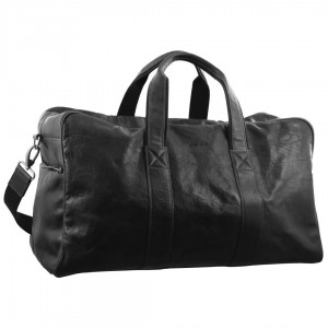 Pierre Cardin Rustic Leather Business Overnight Bag Black | 702641-FNP