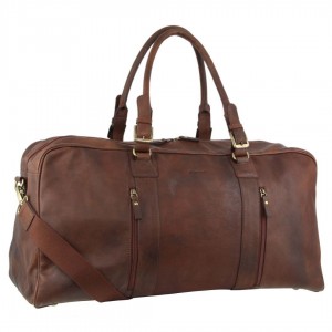 Pierre Cardin Rustic Leather Business Overnight Bag Chocolate | 849152-GJP