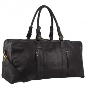 Pierre Cardin Rustic Leather Business Overnight Bag Black | 179823-MDI